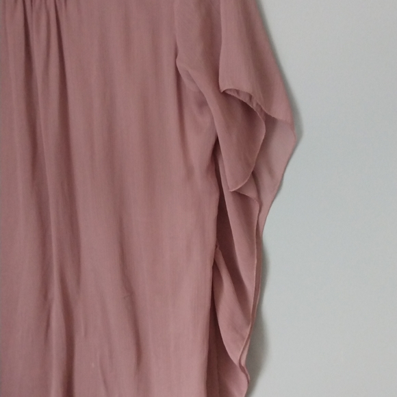 Mini Buttlefly Sleeve Dress in a Soft Pink Rose Color Lined Size L Kimono - Picture 4 of 4
